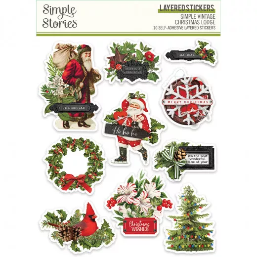 Simple Vintage Layered Sticker - Christmas Lodge