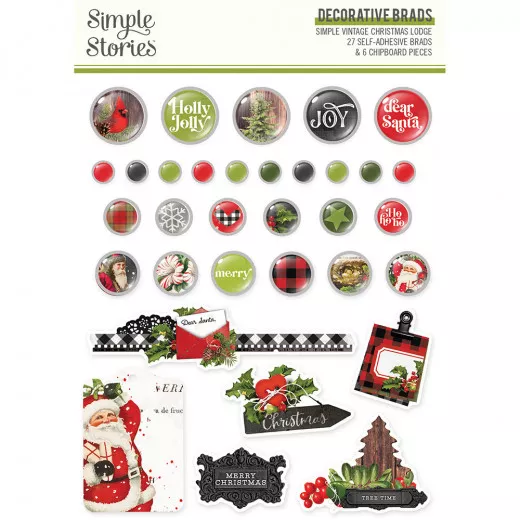 Simple Stories Decorative Brads - Christmas Lodge