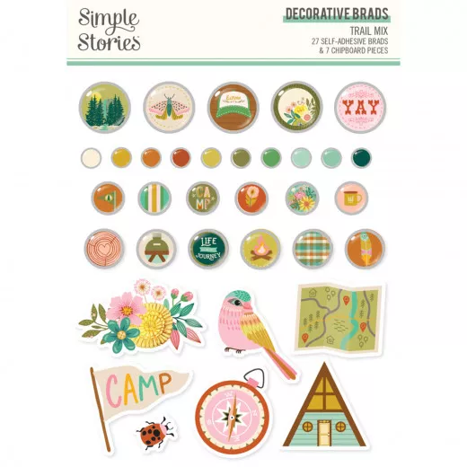 Simple Stories Decorative Brads - Trail Mix