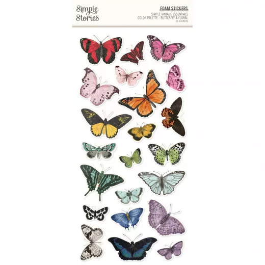 Simple Stories Foam Sticker - Simple Vintage Essentials - Color Palette - Stickers Butterfly & Floral