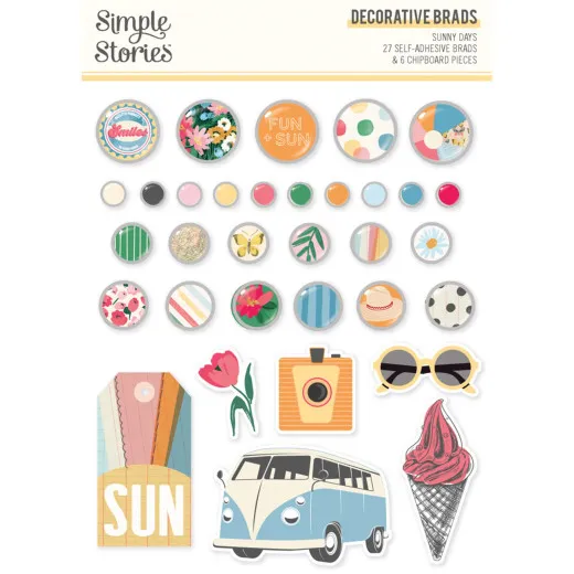 Simple Stories Decorative Brads - Sunny Days