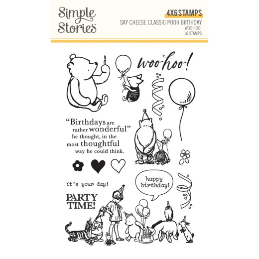 Simple Stories Clear Stamps - Say Cheese Classic Pooh Birthday - Woo Hoo!