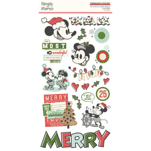 Simple Stories 6x12 Chipboard Sticker - Say Cheese Classic Mouse Christmas