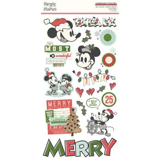 Simple Stories 6x12 Chipboard Sticker - Say Cheese Classic Mouse Christmas