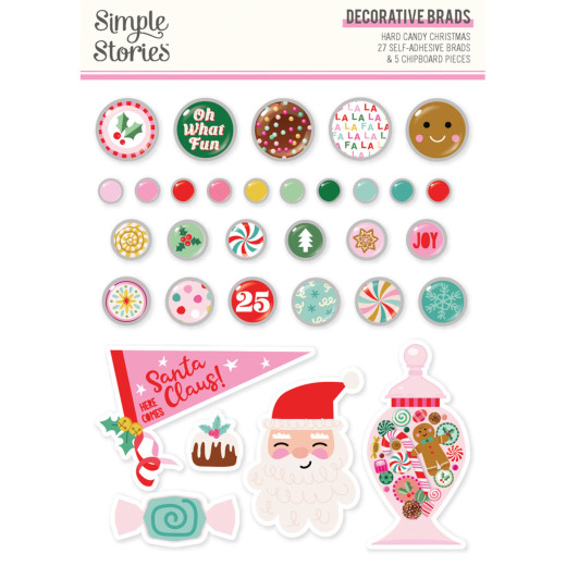Simple Stories Decorative Brads - Hard Candy Christmas