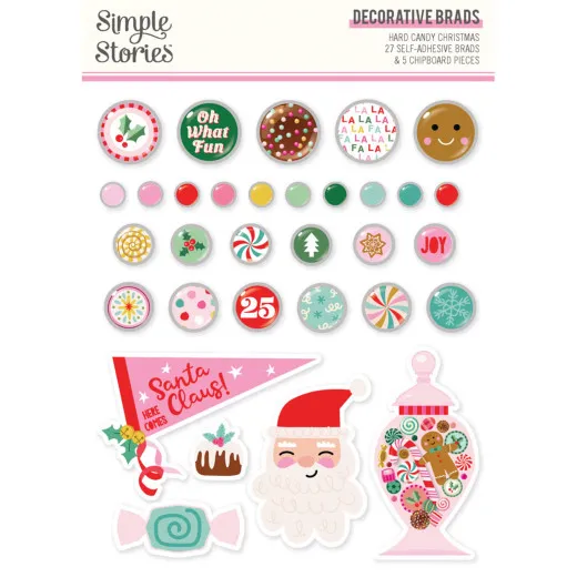 Simple Stories Decorative Brads - Hard Candy Christmas