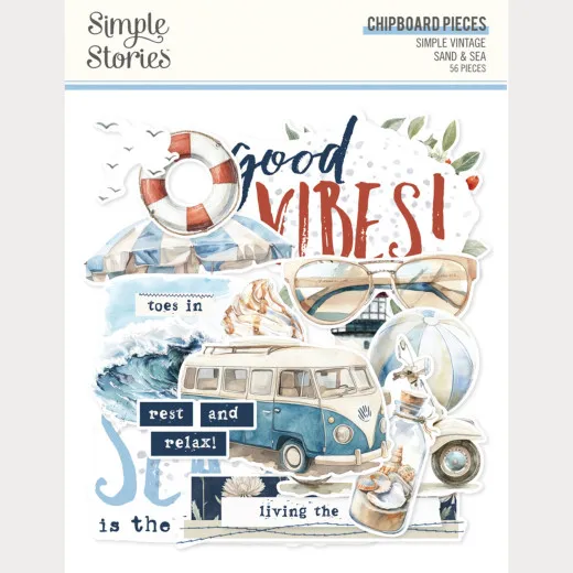 Chipboard Pieces - Simple Vintage Sand & Sea