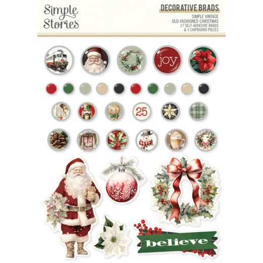 Simple Stories Decorative Brads - Simple Vintage - Old-Fashioned Christmas