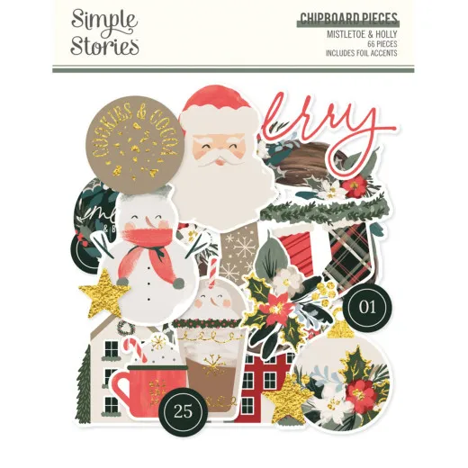 Chipboard Pieces - Mistletoe & Holly