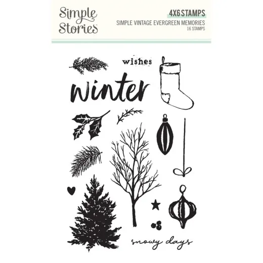 Simple Stories Clear Stamps - Simple Vintage Evergreen Memories