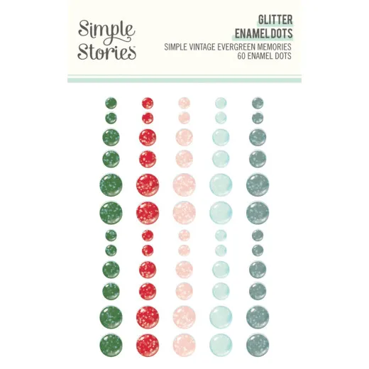 Simple Stories Glitter Enamel Dots - Evergreen Memories