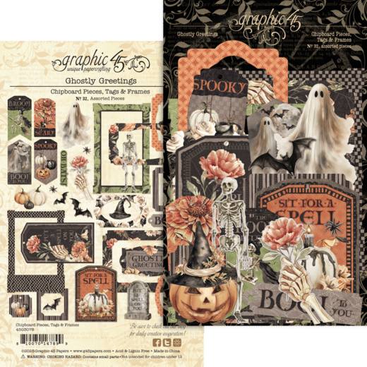 Ghostly Greetings - Chipboard Pieces, Tags & Frames