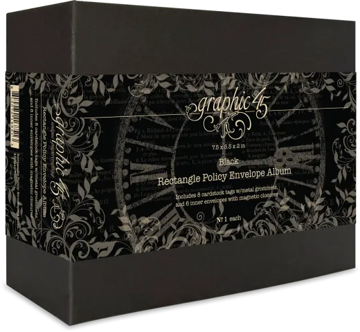 Graphic 45 - Rectangle Policy Envelope Album - black