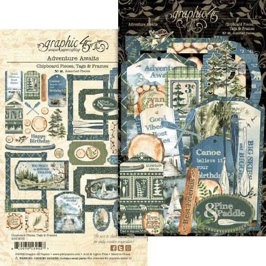 Adventure Awaits - Chipboard Pieces, Tags & Frames
