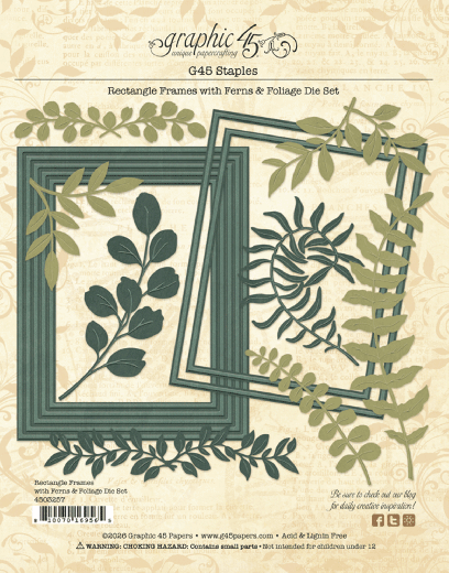 Graphic 45 - Cutting Dies - Rectangle Frames with Ferns & Foliage