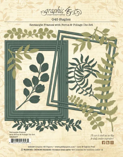 Graphic 45 - Cutting Dies - Rectangle Frames with Ferns & Foliage