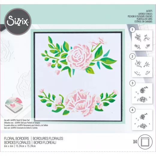 Sizzix Layered Stencils by Olivia Rose - Floral Borders