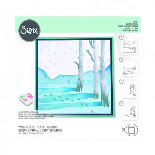 Sizzix Layered Stencils by Olivia Rose - Winter Scene