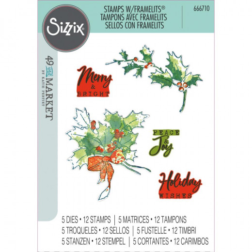 Framelits Dies with Stamp by 49 and Market - A5 Pencil Line Holly