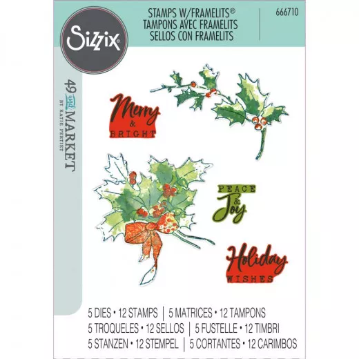 Framelits Dies with Stamp by 49 and Market - A5 Pencil Line Holly