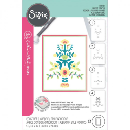 Sizzix - Layered Stencil by Catherine Pooler - Folk Tree