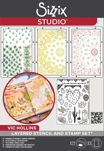 Sizzix - Clear Stamps with Stencil by Vic Hollins - Western