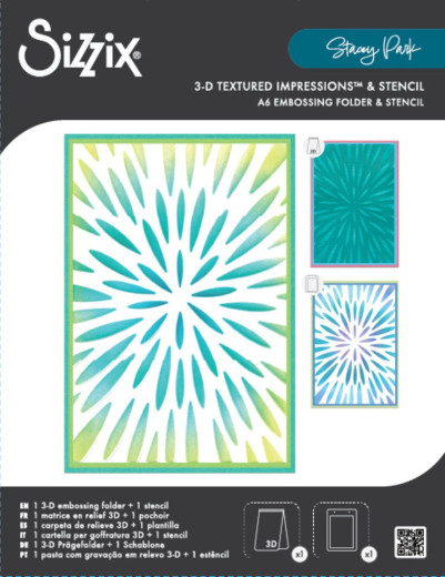 3D Textured Impressions with Stencil by Stacey Park - Burst of Bright