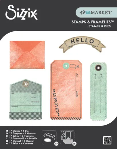 Sizzix - Clear Stamps with Cutting Dies by 49 & Market - Tag It