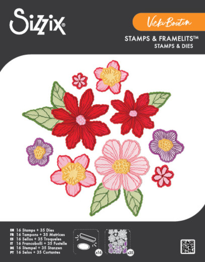 Sizzix - Clear Stamps with Cutting Dies by Vicki Boutin - Floral Layers #1