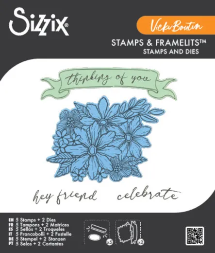 Sizzix - Clear Stamps with Cutting Dies by Vicki Boutin - Floral Bouquet