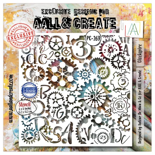 Stencil Nr. 269 - 6x6 - Steamheart Field - Clockspire by Autour De Mwa & Co