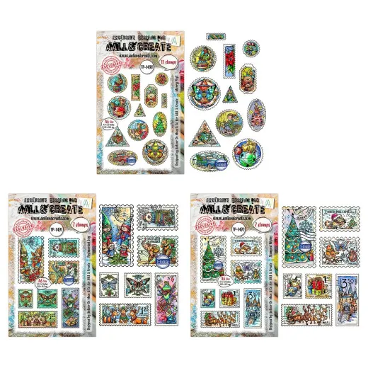 Aall & Create Clear Stamps Bundle - Postcards of Cheer - Merry Wishes by Autour De Mwa & Co