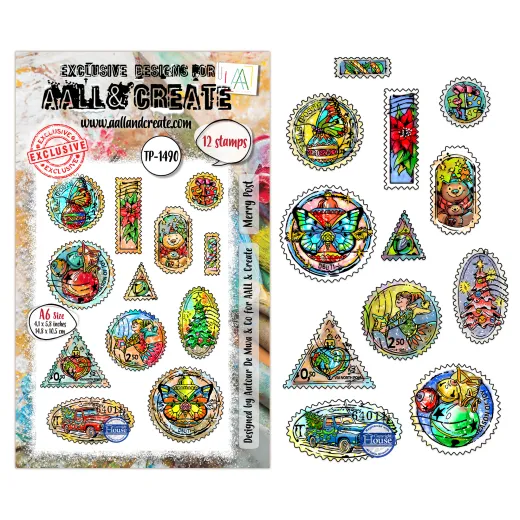 Clear Stamps Nr. 1490 - Postcards of Cheer - Merry Post by Autour De Mwa & Co