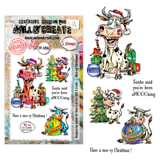Clear Stamps Nr. 1496 - Festive Friends - Moo-ry Christmas! by Autour De Mwa & Co
