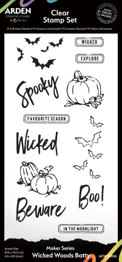 Arden Creative Studio - Clear Stamps - Maker Series - Wicked Woods Batty by Katie Pertiet