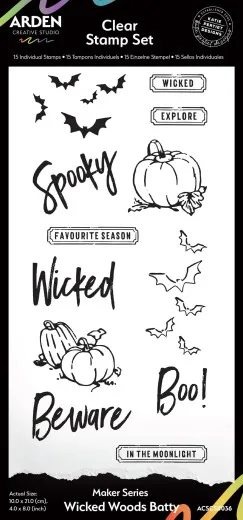 Arden Creative Studio - Clear Stamps - Maker Series - Wicked Woods Batty by Katie Pertiet