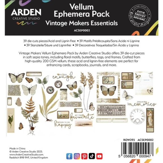 Arden Creative Studio - Ephemera Pack - Vintage Makers - Vellum
