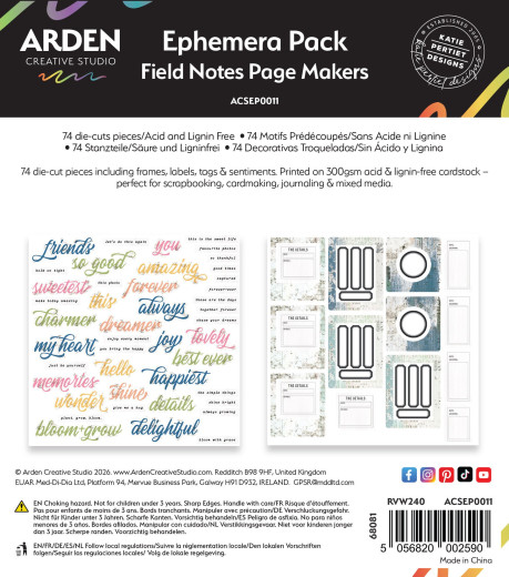 Arden Creative Studio - Page Makers Ephemera Pack - Field Notes
