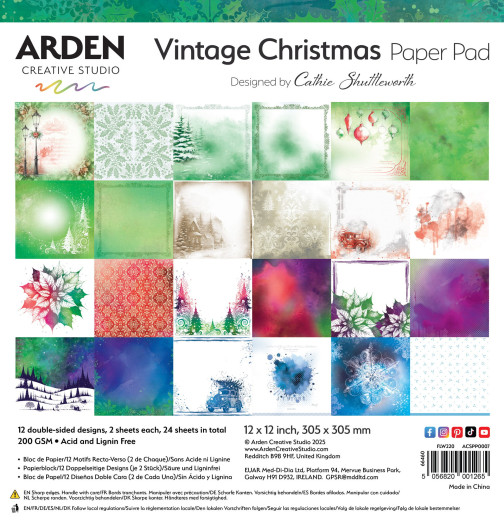 Arden Creative Studio - 12x12 Paper Pad - Vintage Christmas