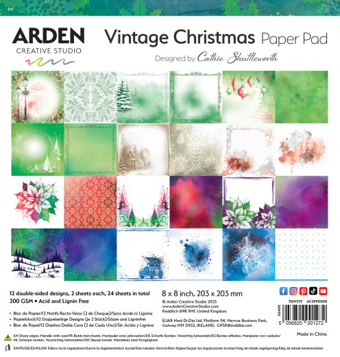 Arden Creative Studio - 8x8 Paper Pad - Vintage Christmas
