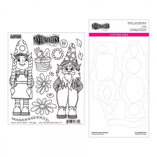 Spellbinders Cling Stamp & Die Set - Gnome Sweet Gnome