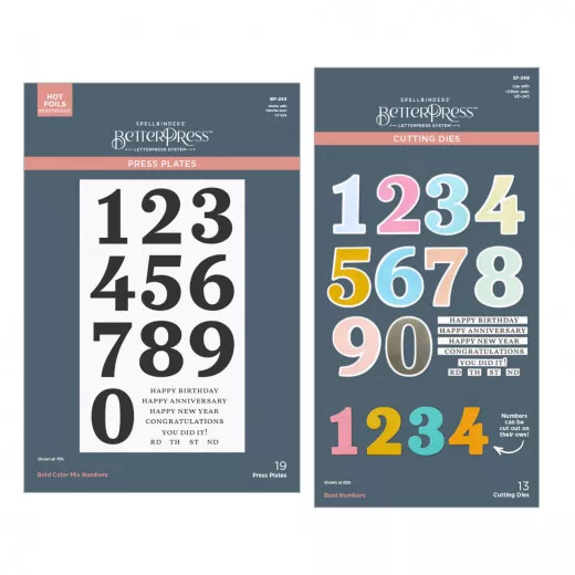 Press Plate & Die Set - Bold Color Mix Numbers