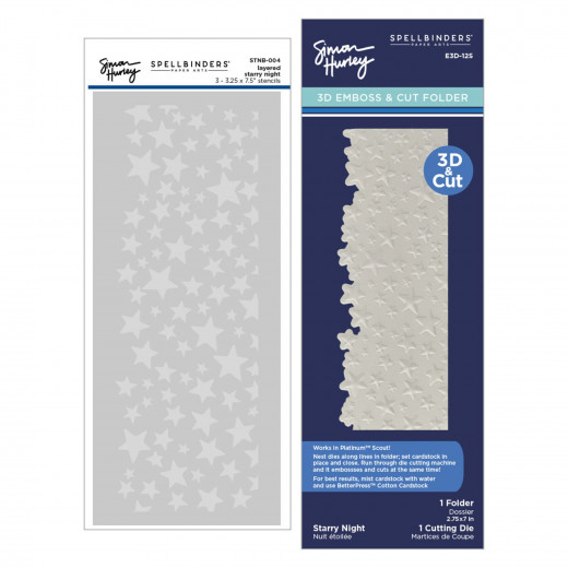 Simon Hurley - 3D Embossing Folder and Stencil Bundle - Starry Night