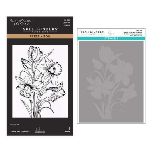 Yana's Tulips Press + Foil Plate and Stencil Bundle Tulips and Daffodils