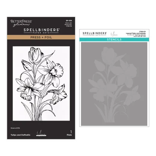 Yana's Tulips Press + Foil Plate and Stencil Bundle Tulips and Daffodils