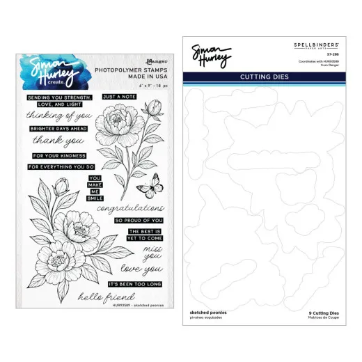 Stamp And Die Bundle by Simon Hurley - Sketched Peonies