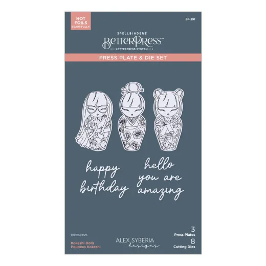 BetterPress Plate & Die Set - Spring in Kyoto - Kokeshi Dolls