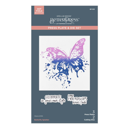 BetterPress Plate & Die Set - Beautifully Imperfect - Butterfly Splatter