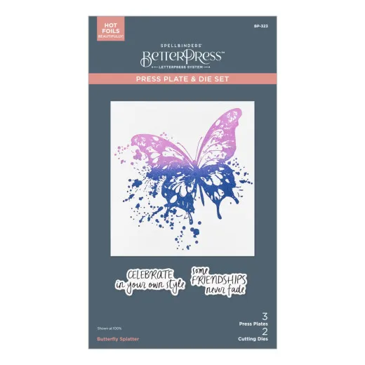 BetterPress Plate & Die Set - Beautifully Imperfect - Butterfly Splatter