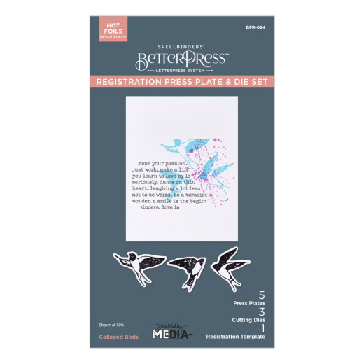BetterPress Plate & Die Set - Collaged Birds